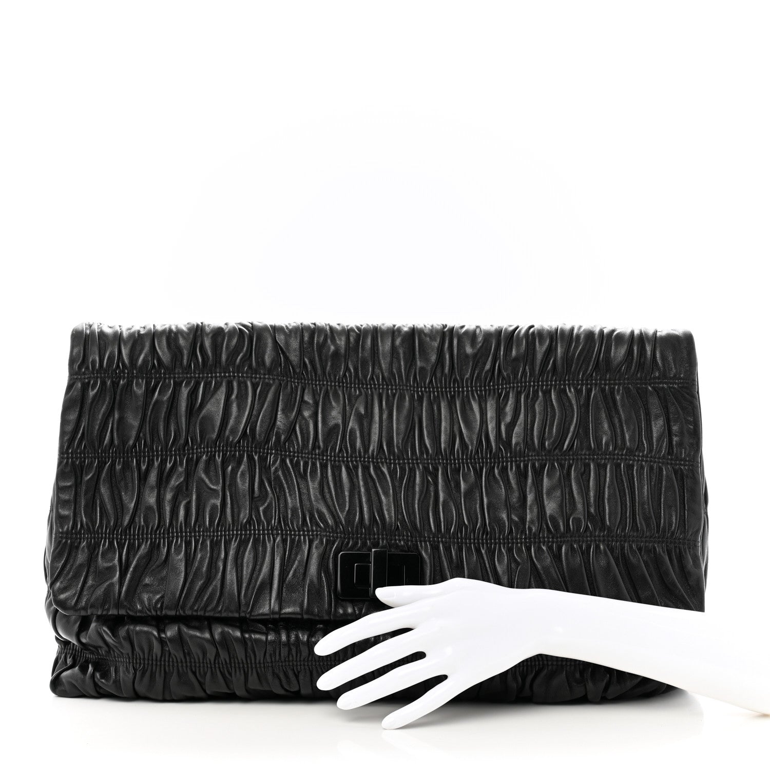 Prada Nappa Gaufre Pochette Clutch Black 2 of 10