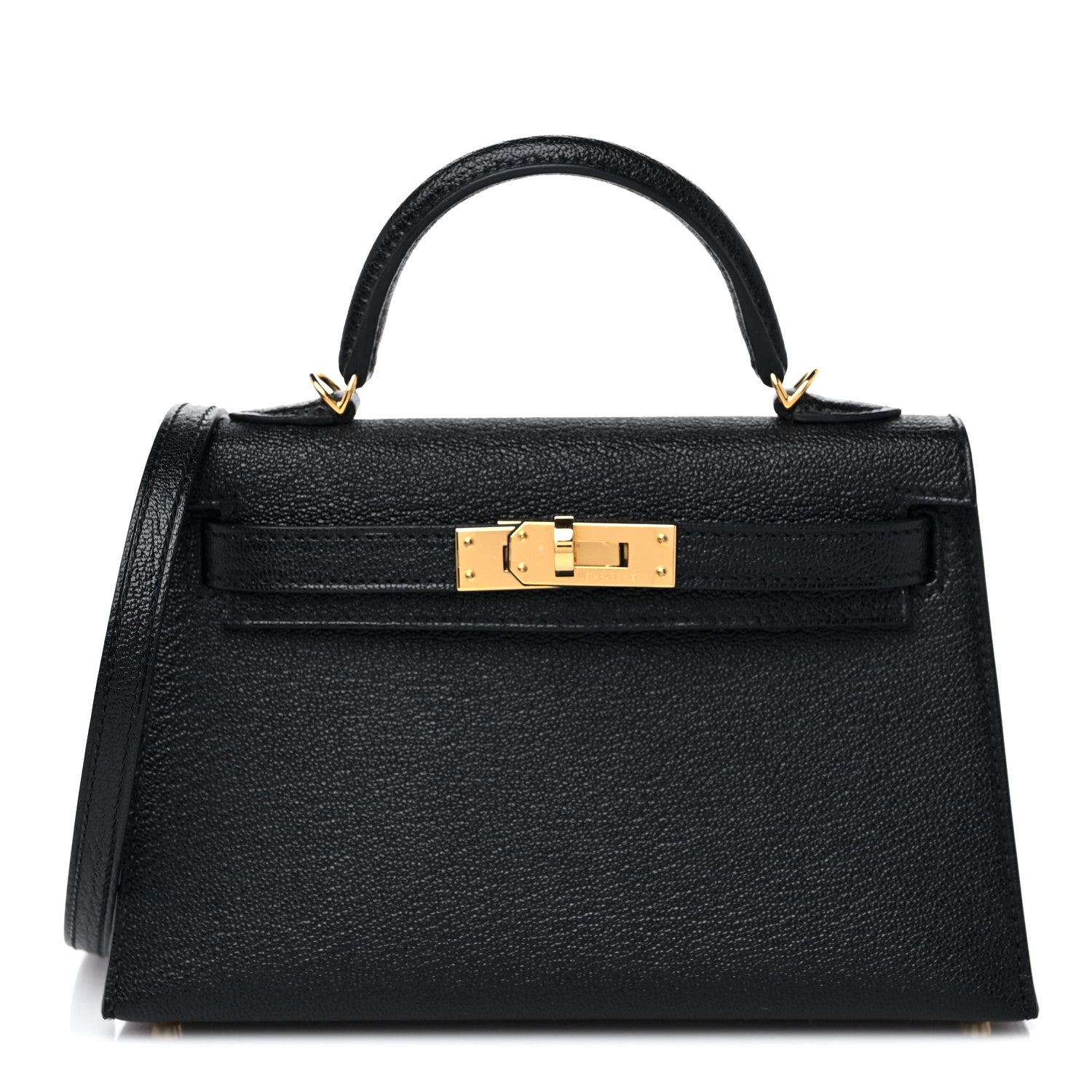Hermes Chevre Mysore Horseshoe Mini Kelly Sellier 20 Black Rouge De Coeur 1 of 12