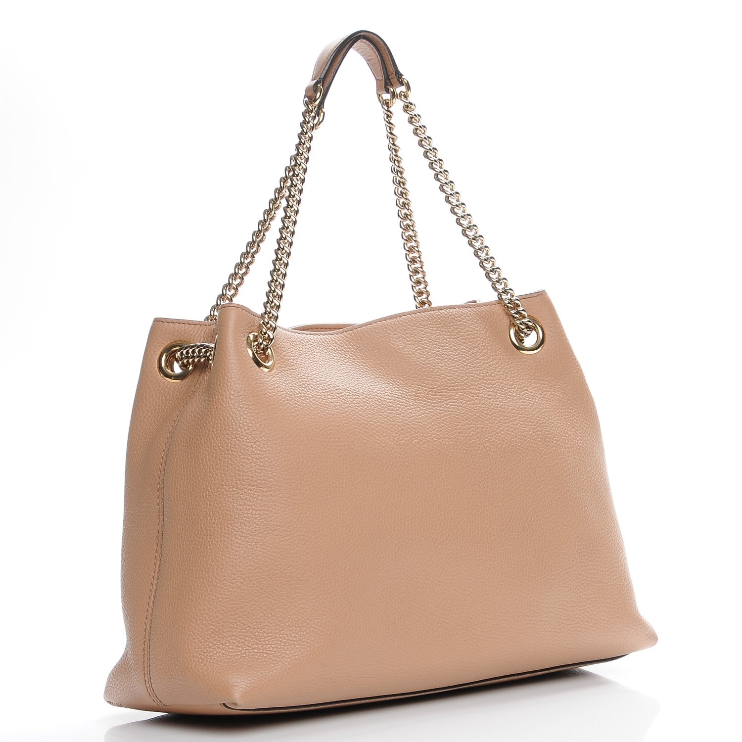 Gucci Pebbled Calfskin Medium Soho Chain Shoulder Bag Rose Beige 3 of 9