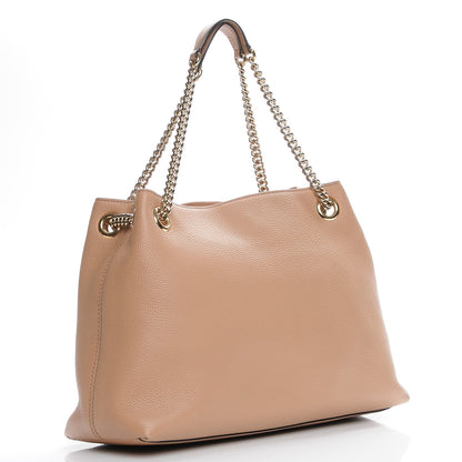 Gucci Pebbled Calfskin Medium Soho Chain Shoulder Bag Rose Beige 3 of 9