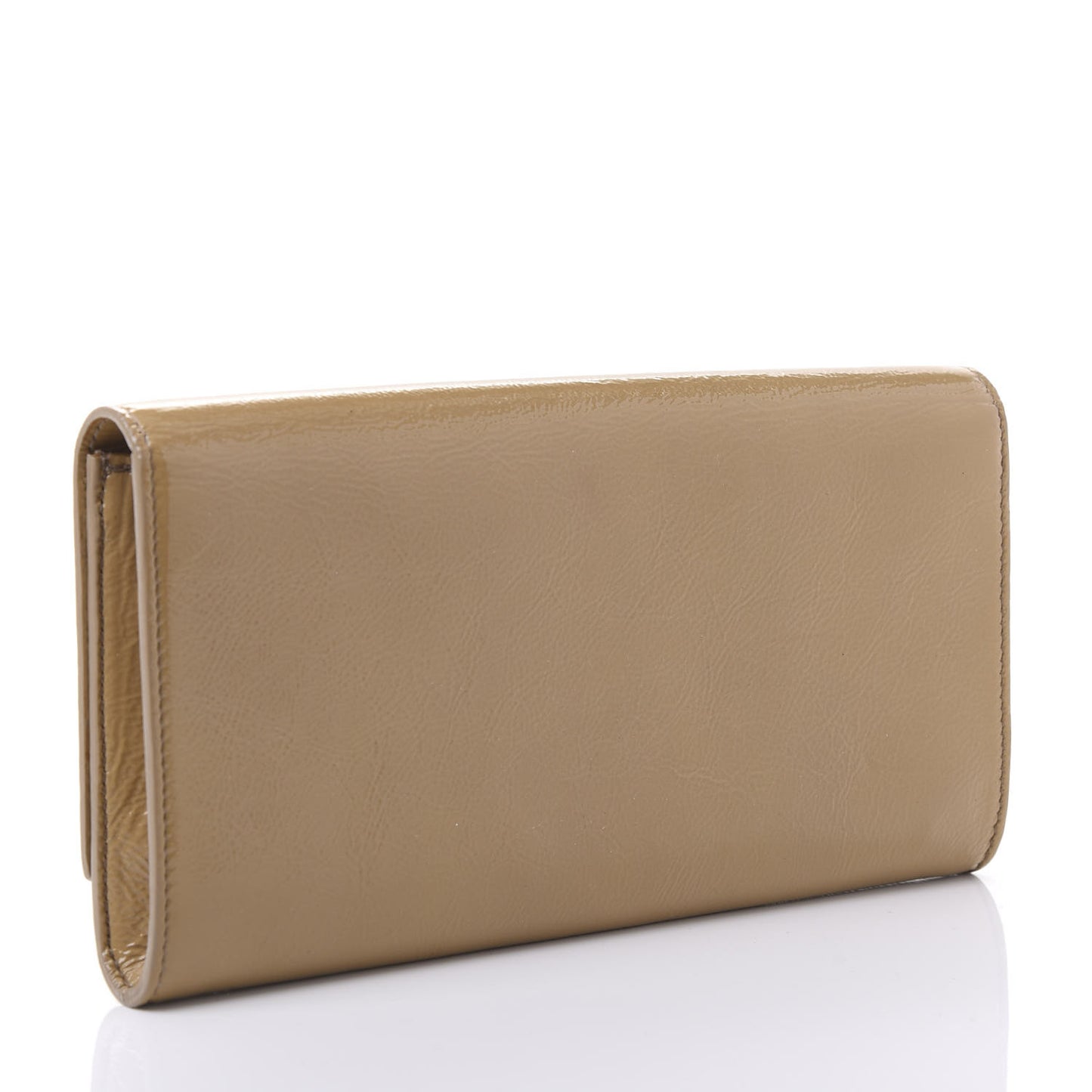 Textured Patent Calfskin Monogram Large Belle De Jour Clutch Beige
