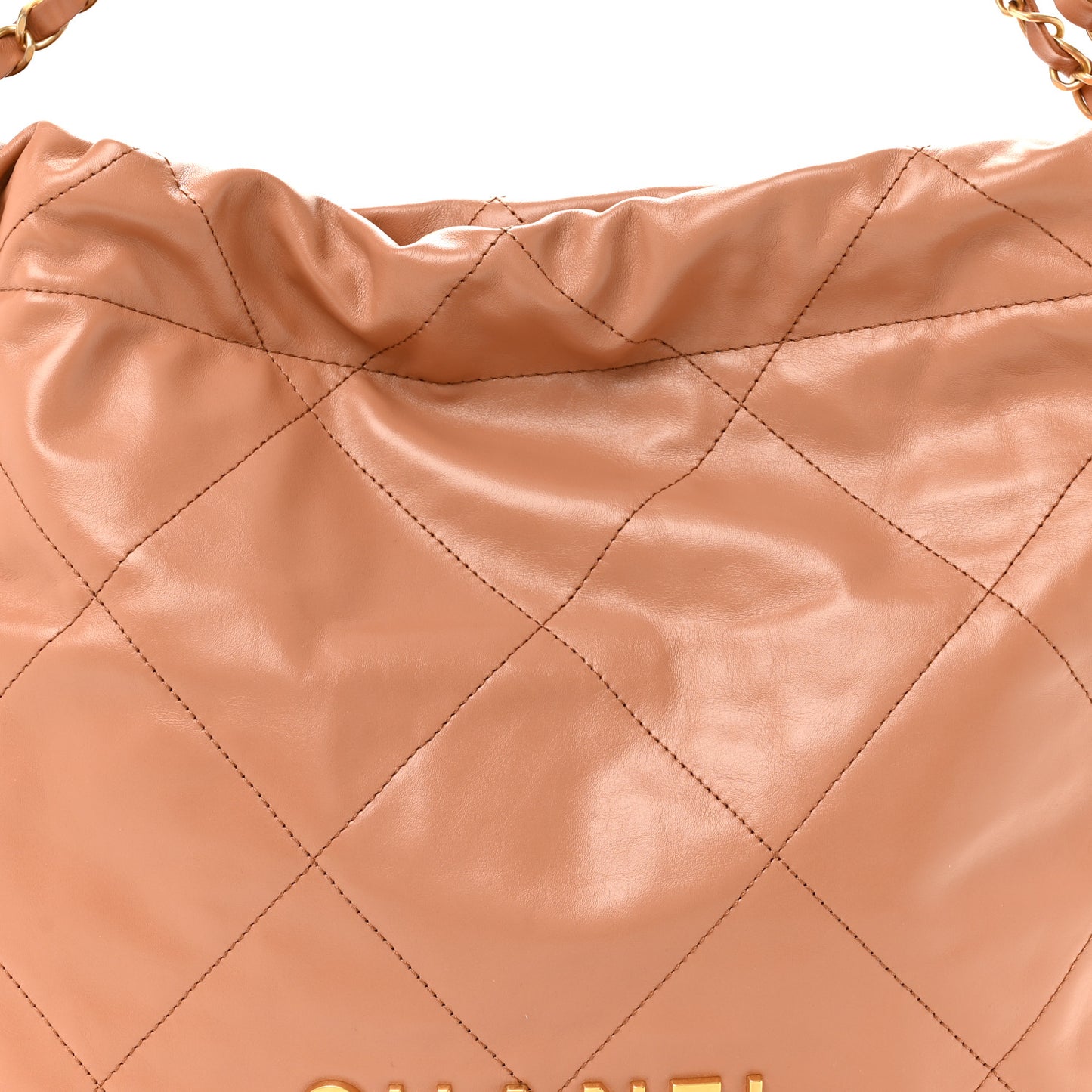Shiny Calfskin Quilted Chanel 22 Camel