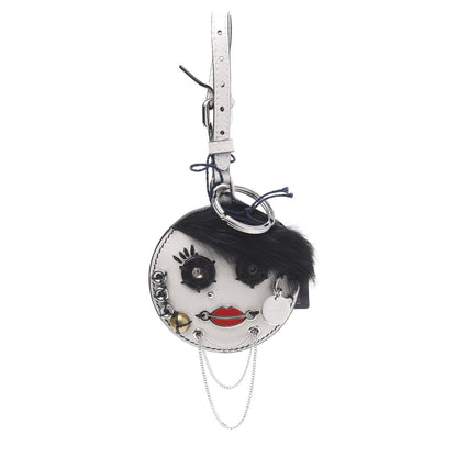 Prada Saffiano Rabbit Fur Robot Lady Mirror Keychain Talco 1 of 4