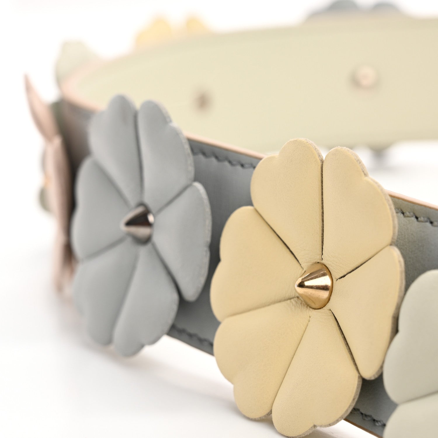 Fendi Calfskin Flowerland Studded Strap You Dove 6 of 9