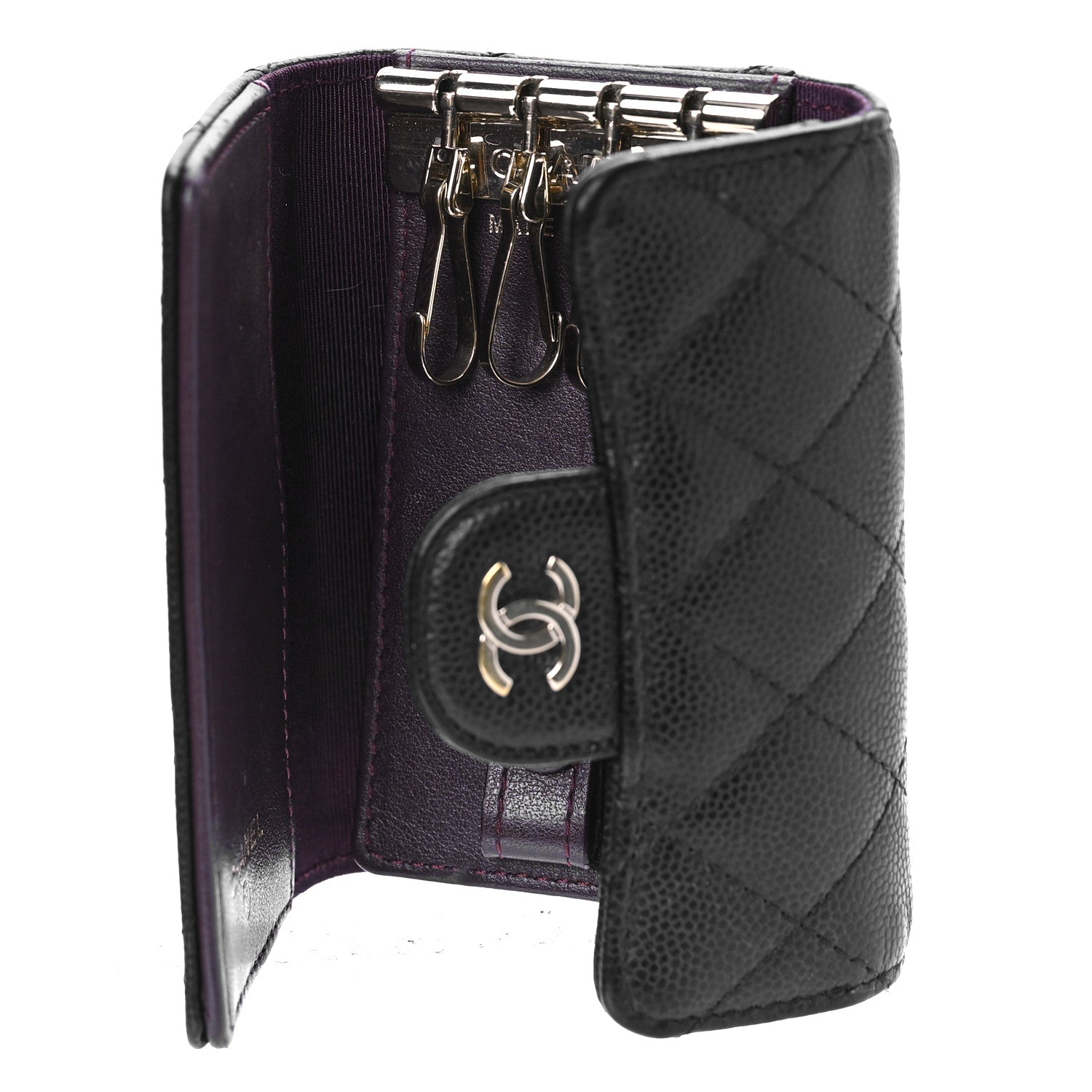 Chanel Caviar Quilted Classic 4 Key Holder Wallet Black 6 of 11