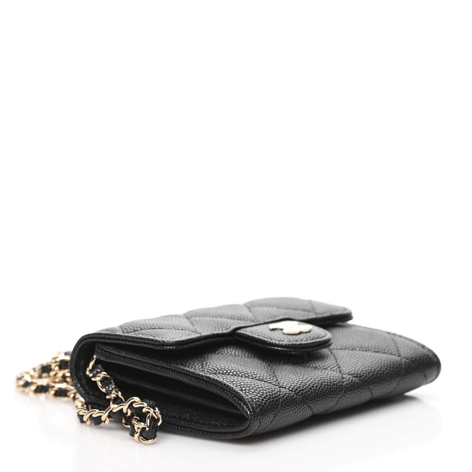 Chanel Caviar Quilted Flap Card Holder On Chain Black 4 of 9