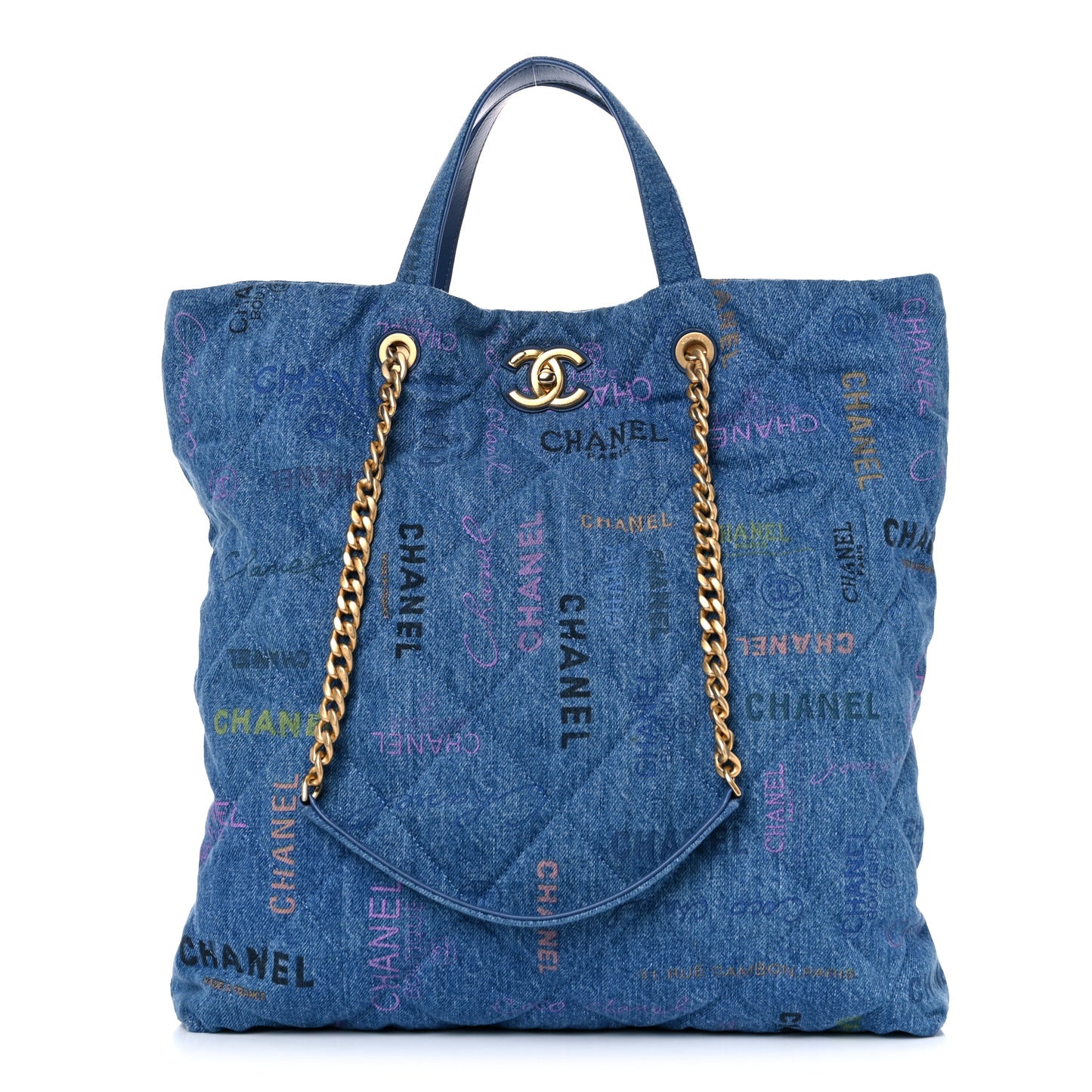Denim Quilted Denim Mood Maxi Shopping Bag Blue Multicolor