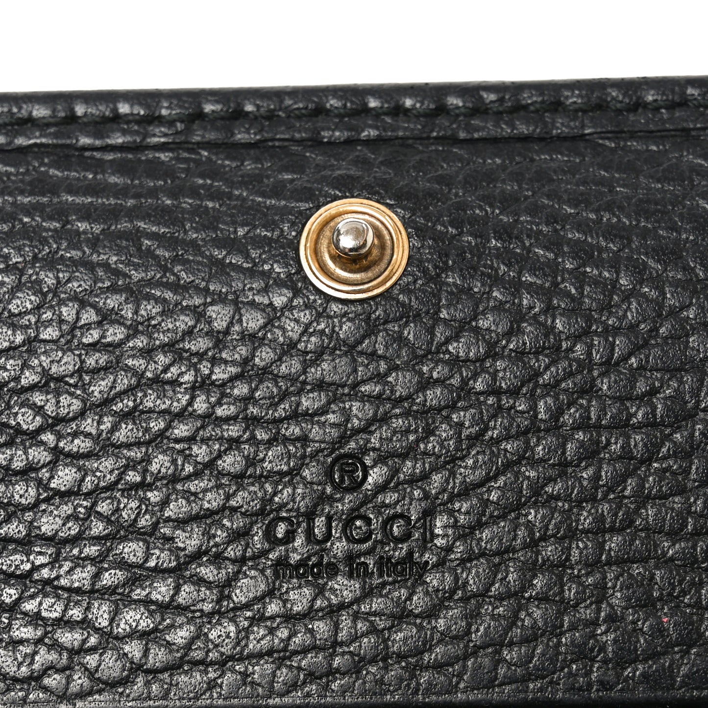Pebbled Calfskin Butterfly Card Case Black