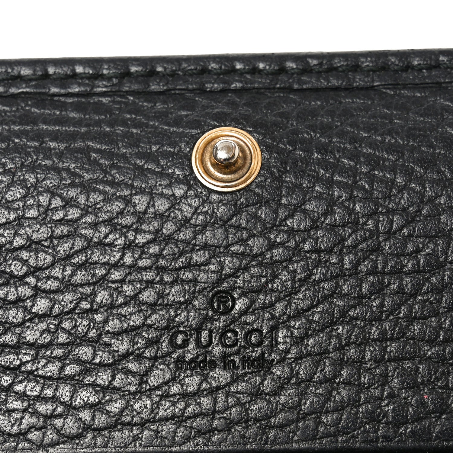 Gucci Pebbled Calfskin Butterfly Card Case Black 6 of 9