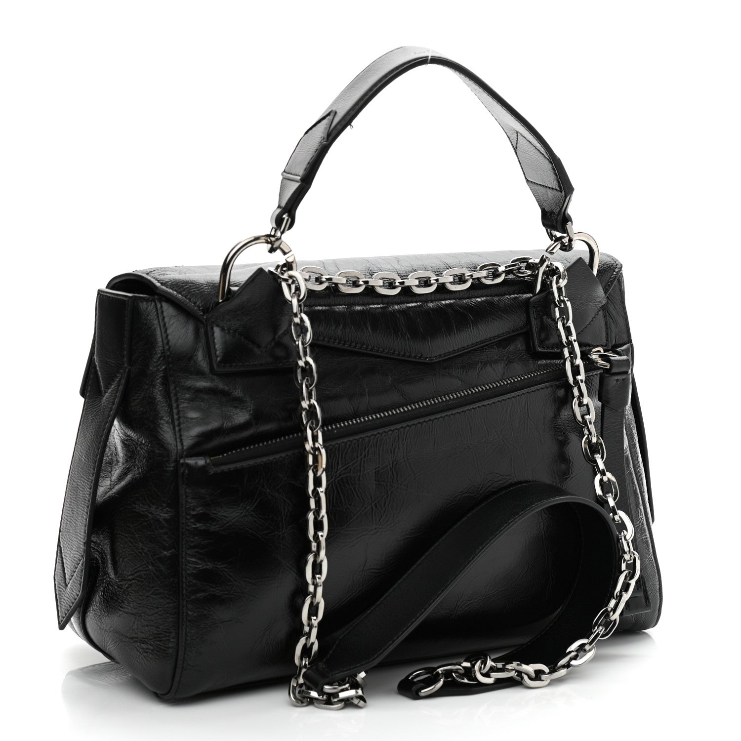 Givenchy Creased Patent Calfskin Medium ID Flap Black 2 of 10