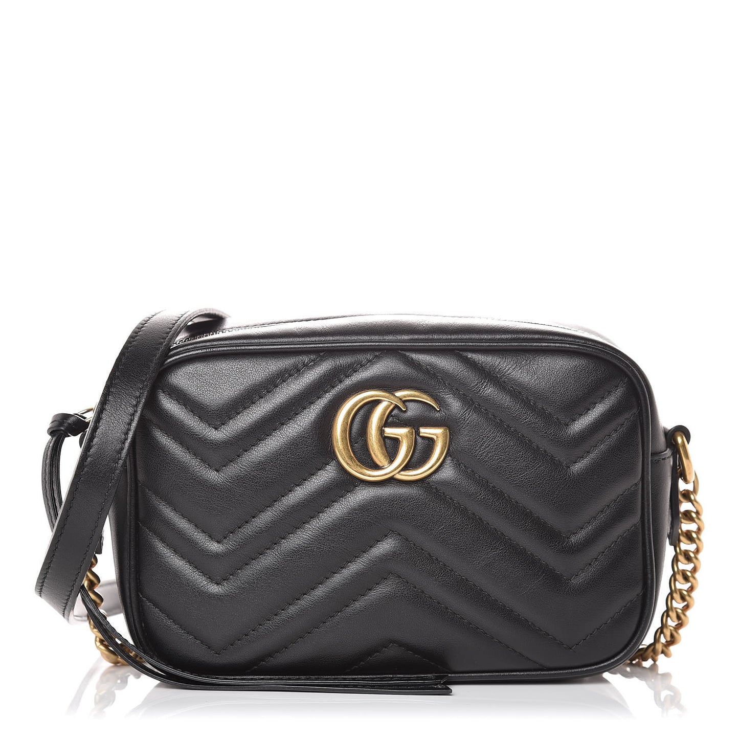 Calfskin Matelasse Mini GG Marmont Chain Shoulder Bag Black