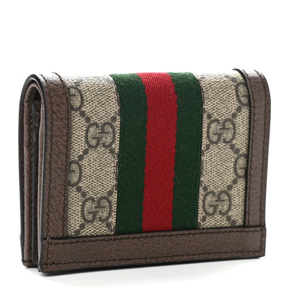 Gucci GG Supreme Monogram Web Ophidia Card Case Beige New Acero 3 of 7