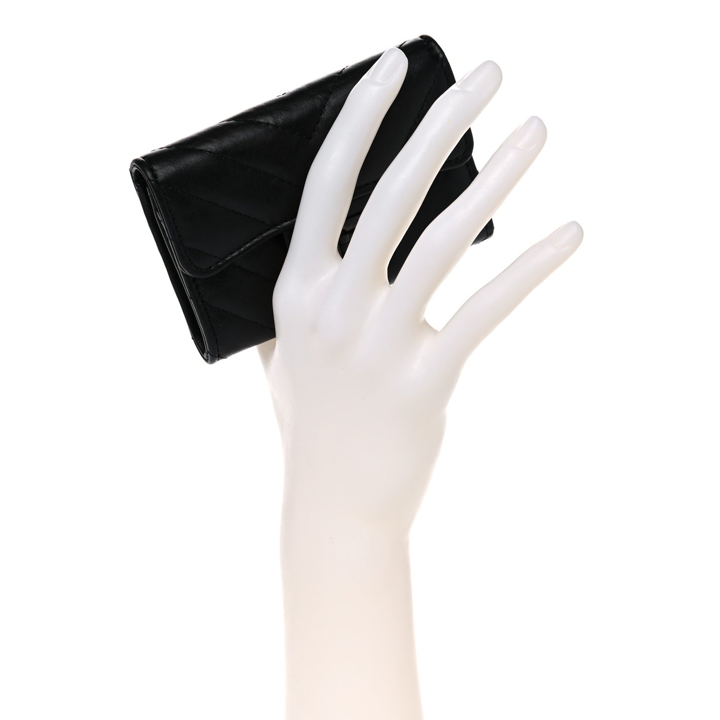 Aged Calfskin Chevron Quilted Reissue Card Holder Wallet So Black