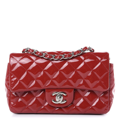 Chanel Patent Calfskin Quilted Mini Rectangular Flap Red 1 of 15