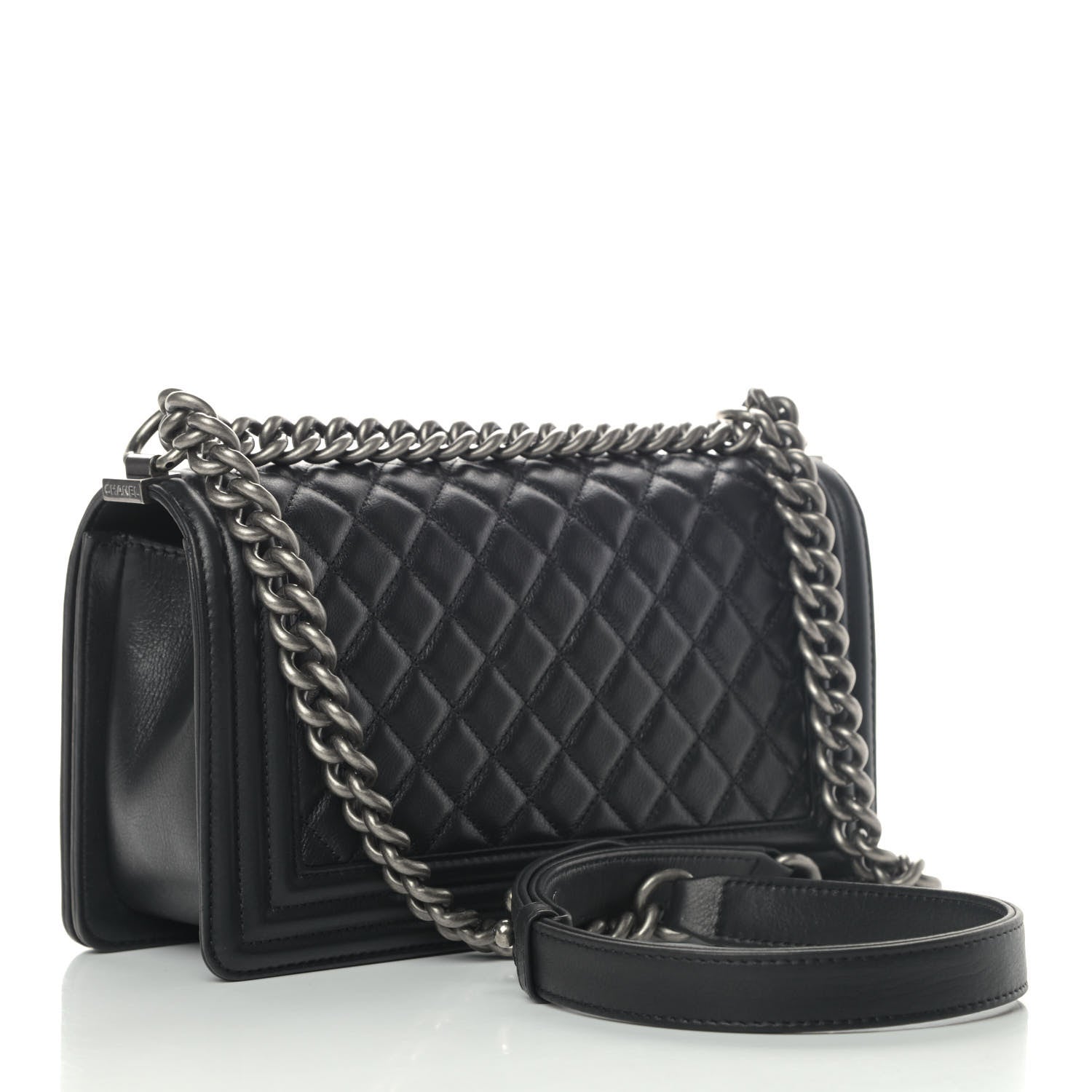 Chanel Metallic Calfskin Quilted Medium Boy Flap Black 2 of 4