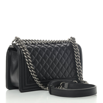 Chanel Metallic Calfskin Quilted Medium Boy Flap Black 2 of 4