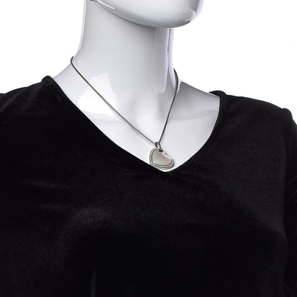 David Yurman Sterling Silver Diamond Mother of Pearl Heart Pendant Necklace 2 of 7