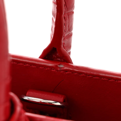 Saint Laurent Calfskin Crocodile Embossed Nano Sac De Jour Red 11 of 13