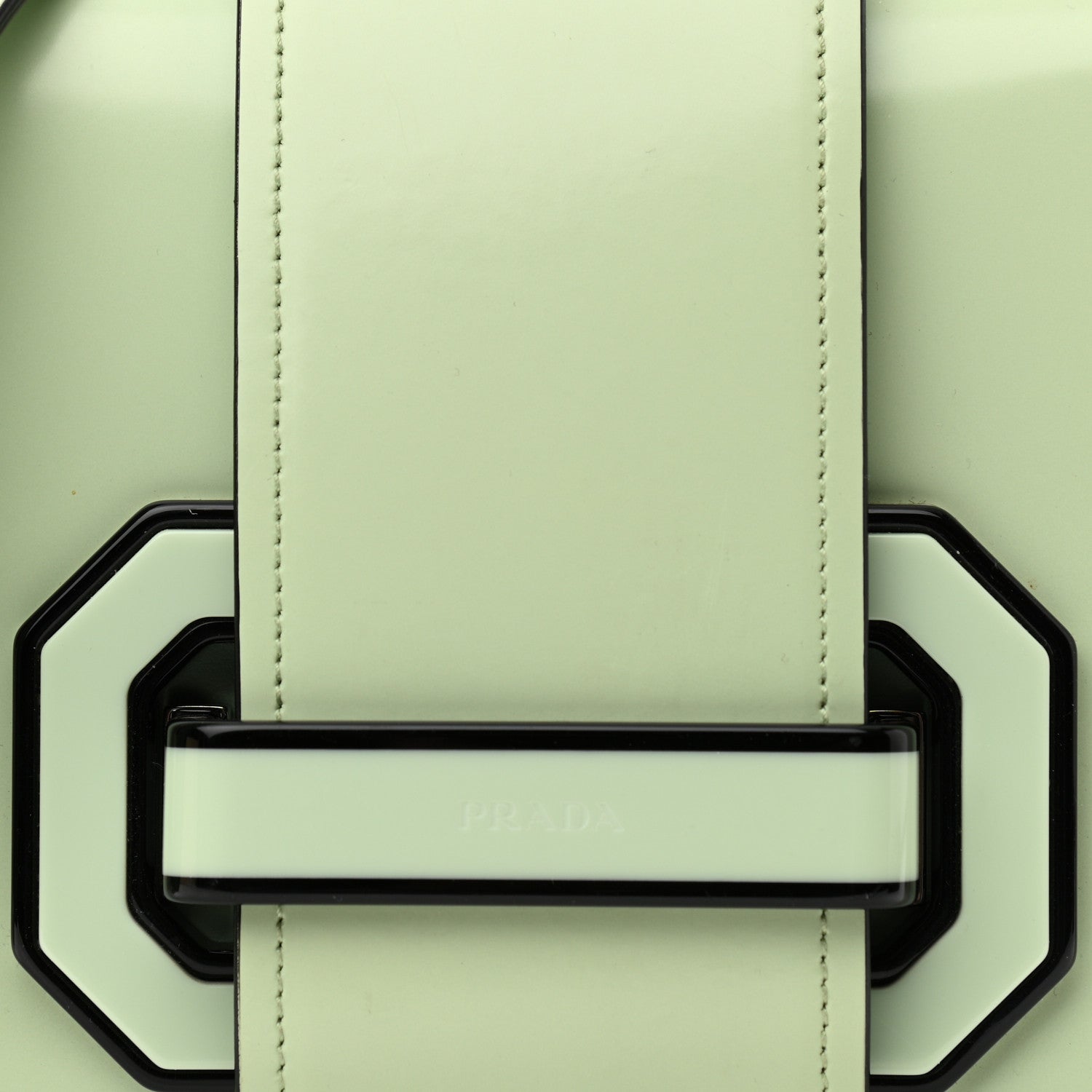 Prada Spazzolato Soft Calfskin Plex Ribbon Bag Acqua 8 of 10