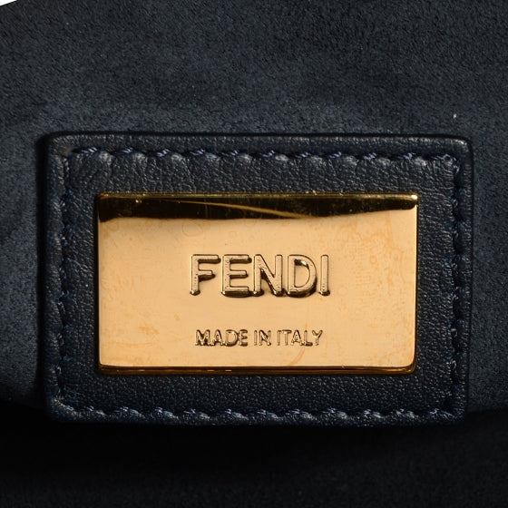 Fendi Vitello Dolce Marmol Large Peekaboo Iconic Satchel Blue Notte 7 of 11