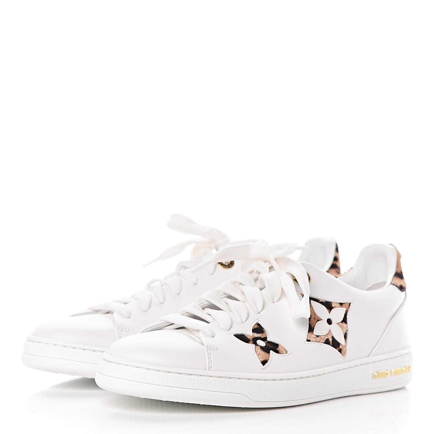 Louis Vuitton Calfskin Calf Hair Monogram Giant Jungle Frontrow Sneakers 37.5 White 3 of 9