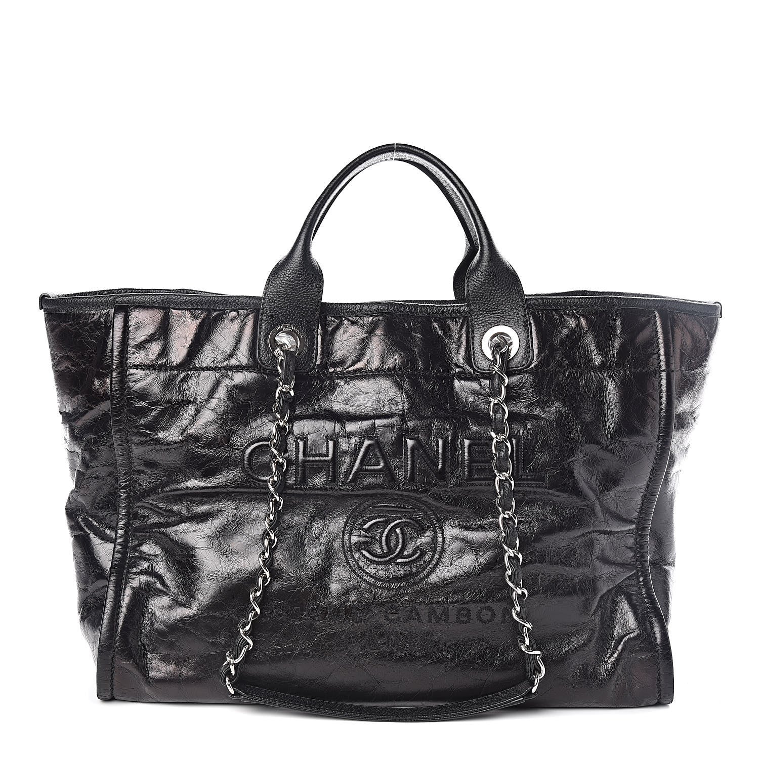 Chanel Glazed Calfskin Large Deauville Tote Black 1 of 11