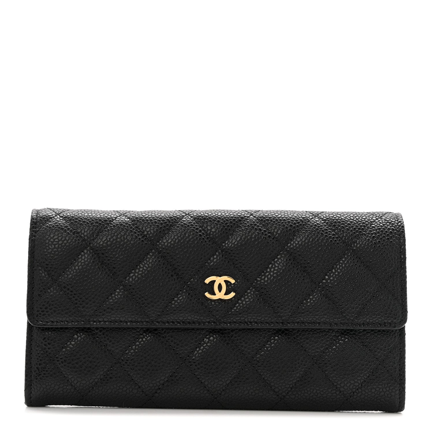 Chanel Caviar Quilted Large Gusset Flap Wallet Black 1 of 10