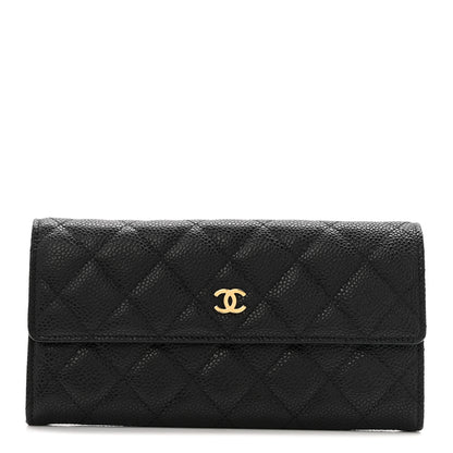 Chanel Caviar Quilted Large Gusset Flap Wallet Black 1 of 10