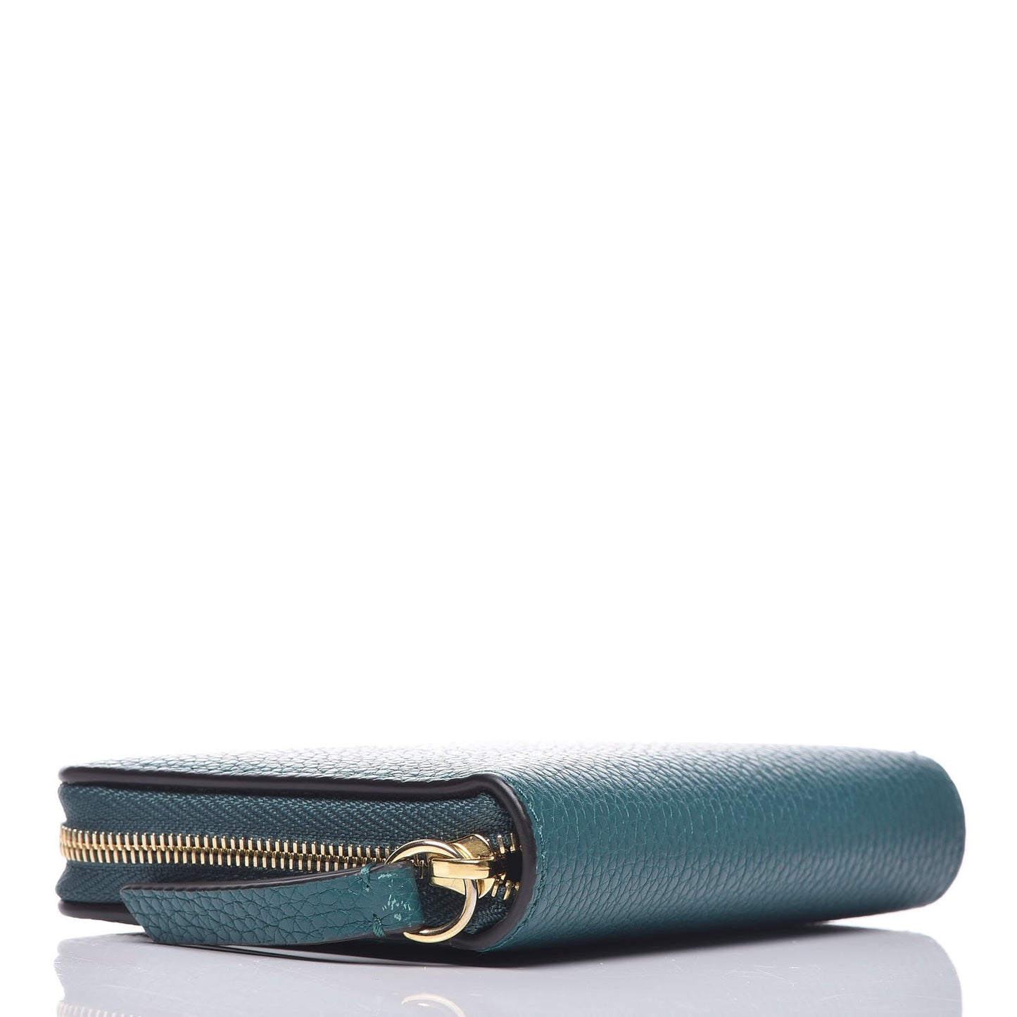 Small Classic Grain Zip Around Purse Ocean Green