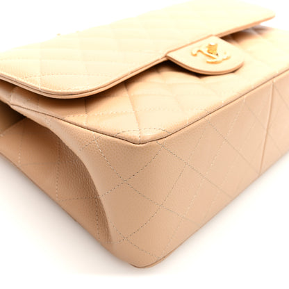 Chanel Caviar Quilted Jumbo Double Flap Light Beige 9 of 10