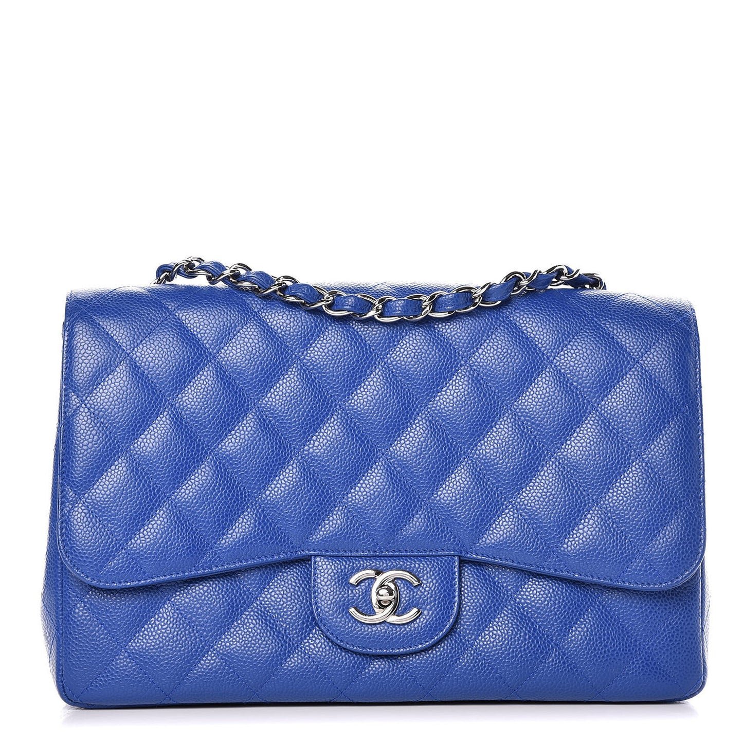 Caviar Quilted Jumbo Single Flap Blue