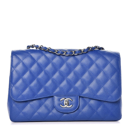 Chanel Caviar Quilted Jumbo Single Flap Blue 1 of 10