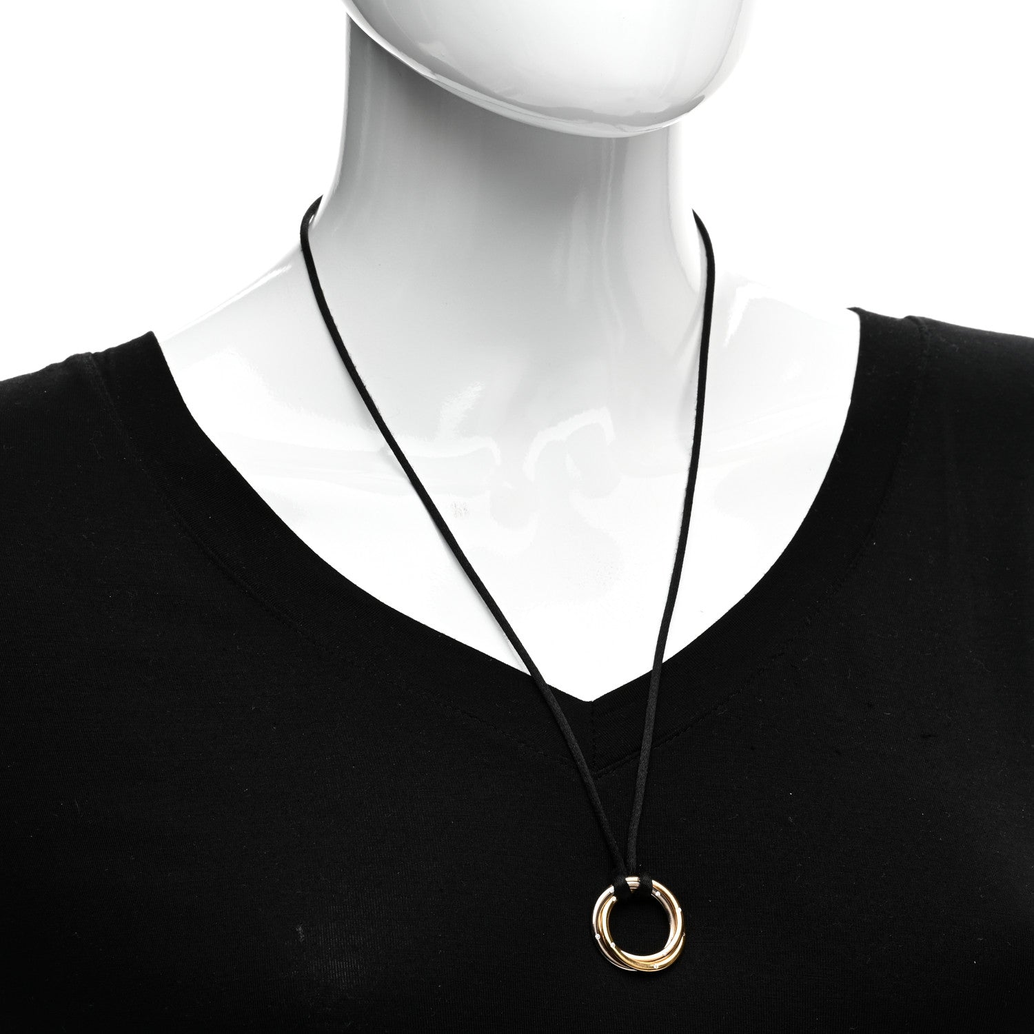 Cartier 18K Pink Yellow White Gold Diamond Trinity Cord Necklace 2 of 4
