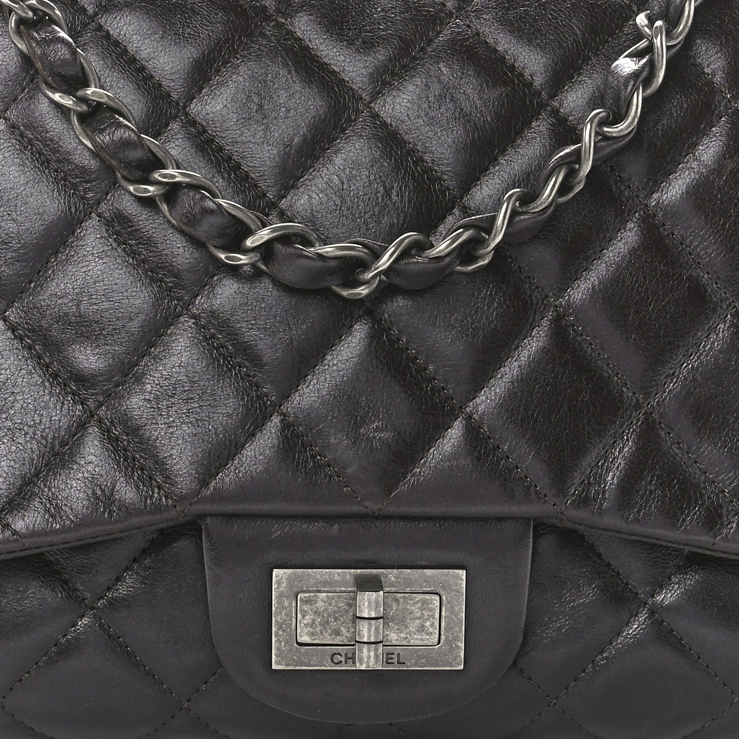 Washed Lambskin Quilted Jumbo Hybrid Reissue Flap Dark Brown
