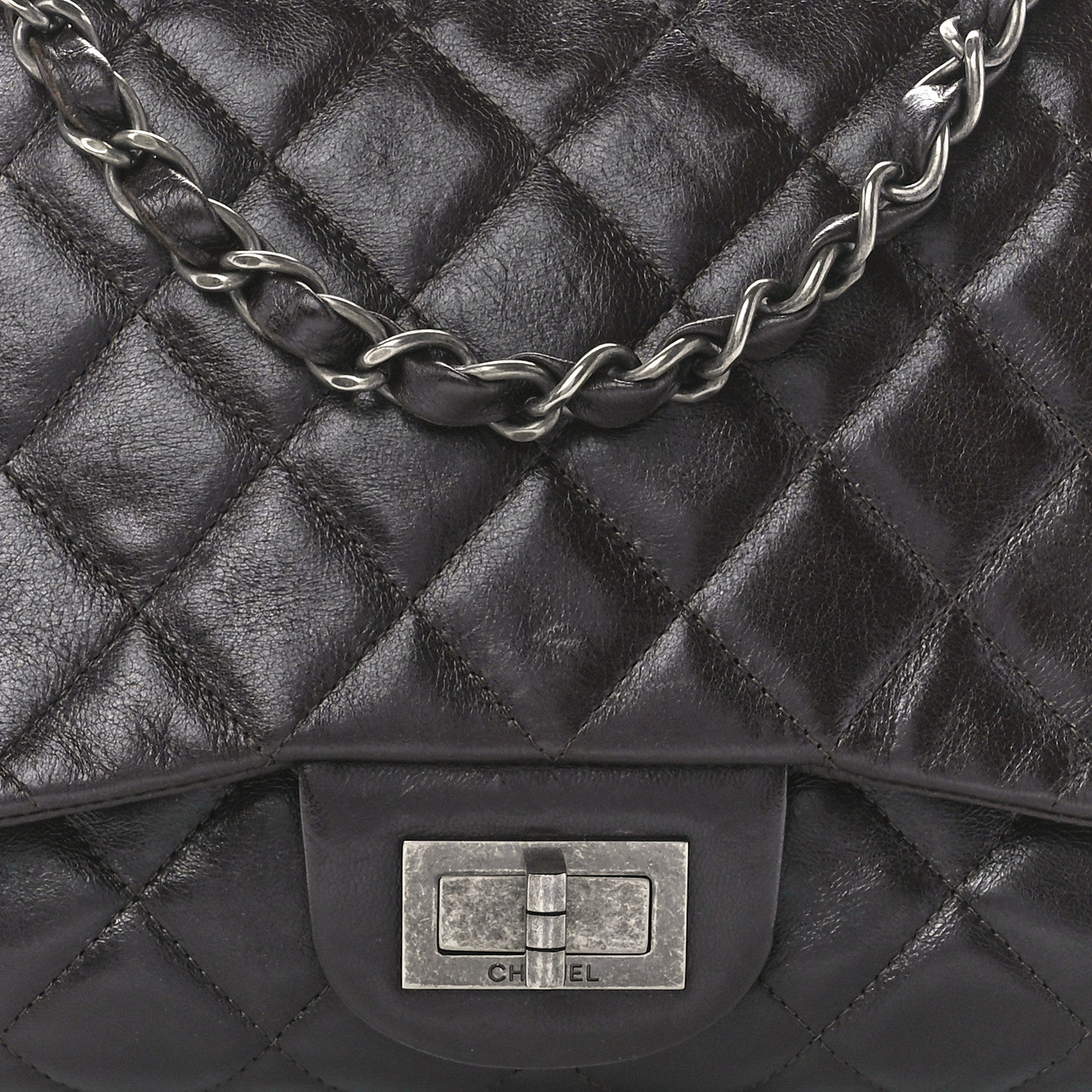 Chanel Washed Lambskin Quilted Jumbo Hybrid Reissue Flap Dark Brown 9 of 12