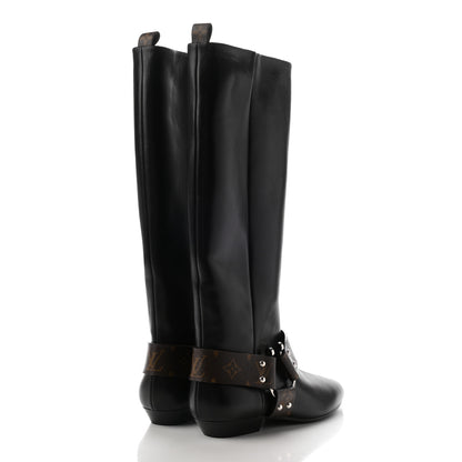 Louis Vuitton Calfskin Monogram Rhapsody High Boots 39 Black 4 of 11