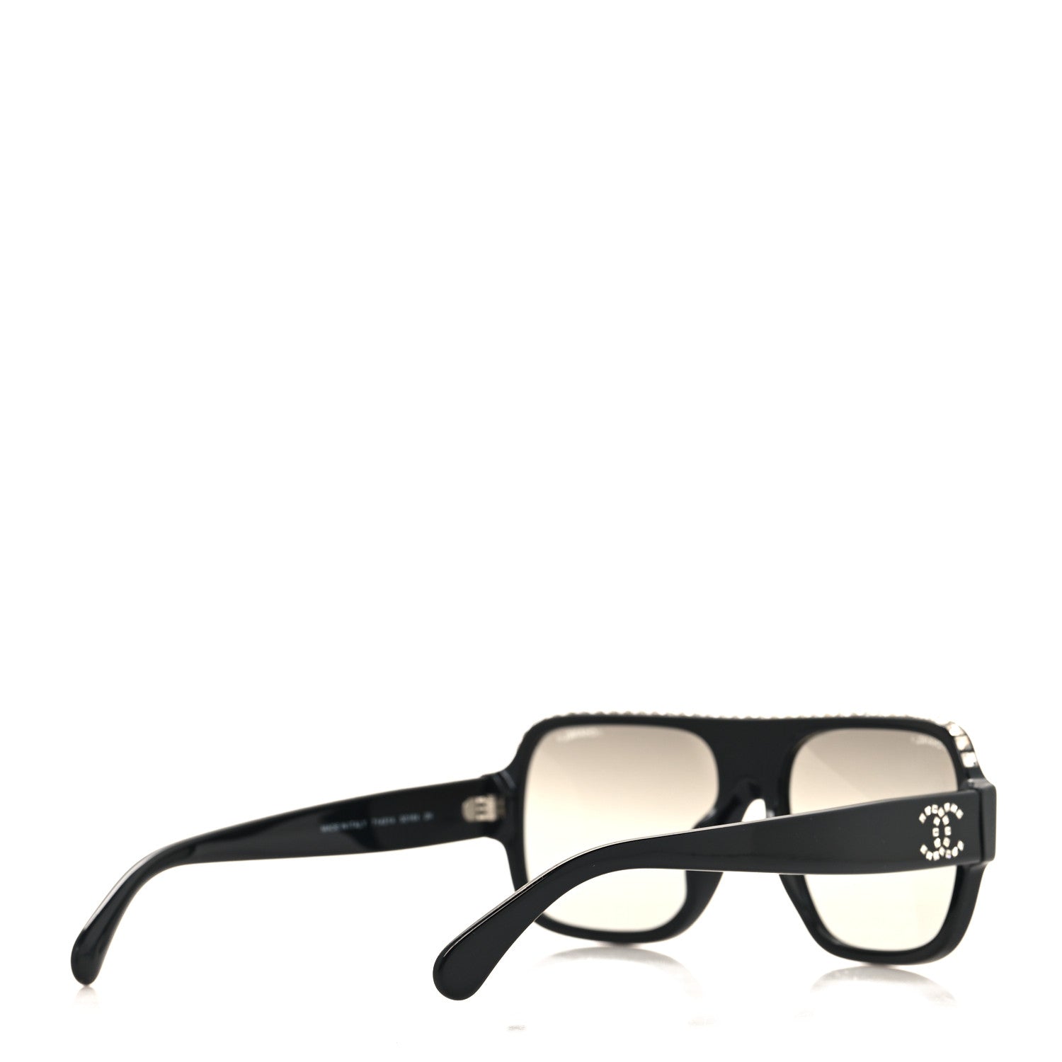 Chanel Acetate Crystal CC Shield Sunglasses 71431A Black Grey 4 of 7