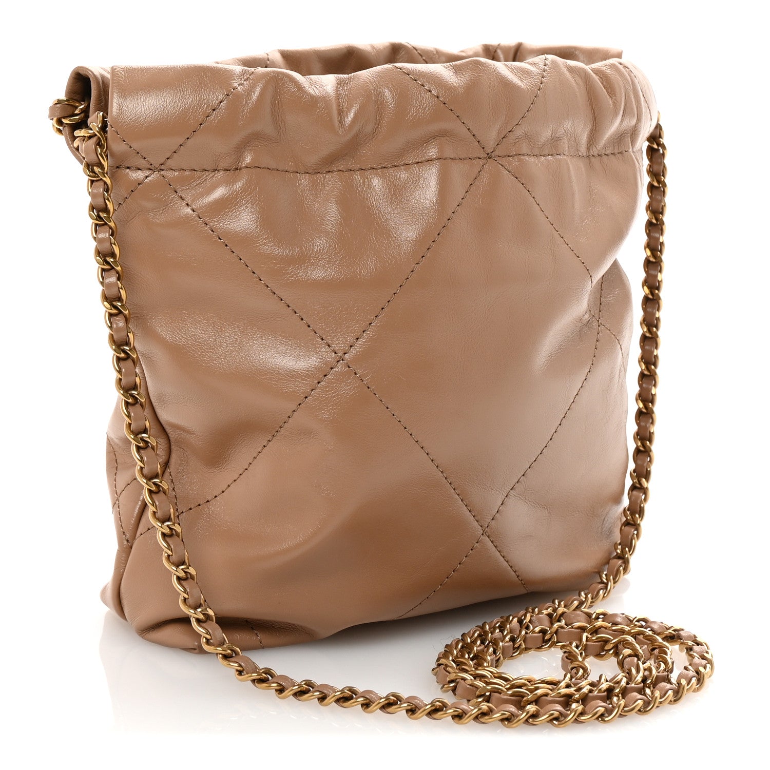 Chanel Shiny Calfskin Quilted Mini Chanel 22 Dark Beige 3 of 10