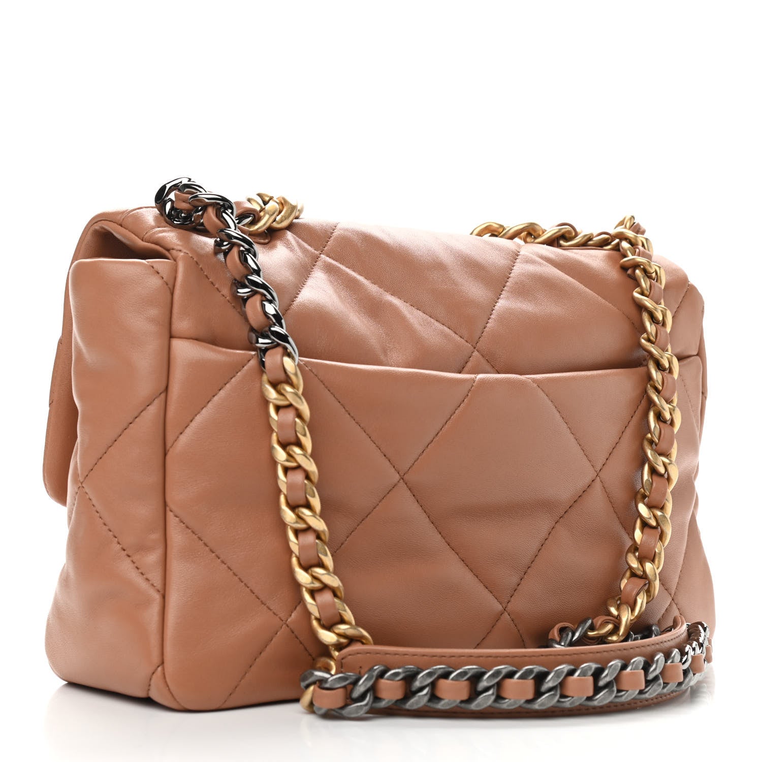 Chanel Lambskin Quilted Large Chanel 19 Flap Brown 3 of 9