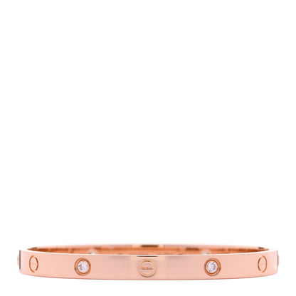 Cartier 18K Pink Gold 4 Diamond LOVE Bracelet 19 1 of 7
