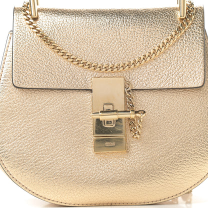 Chloe Metallic Goatskin Mini Drew Shoulder Bag Pale Gold 8 of 11