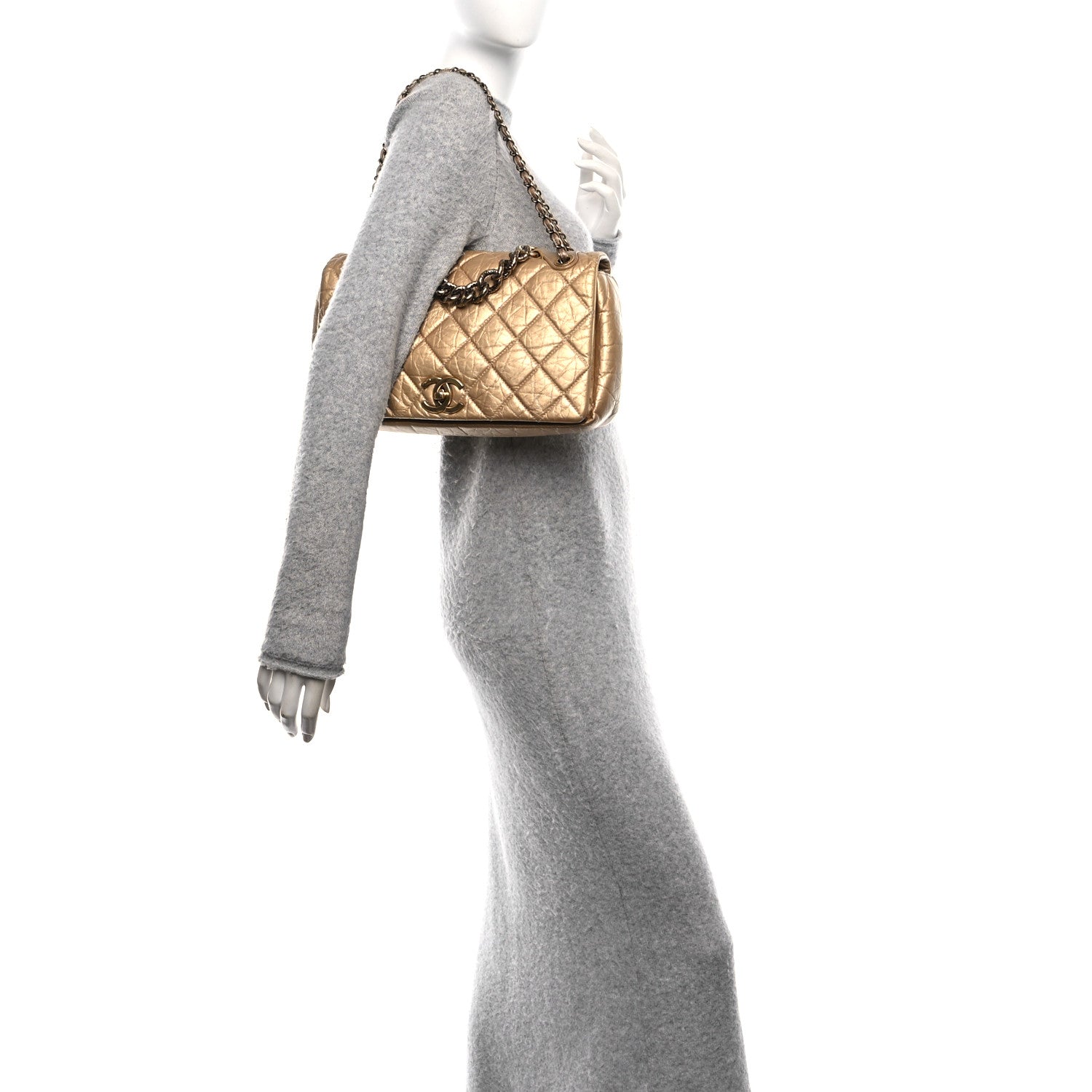 Chanel Aged Calfskin Quilted Medium Pondichery Flap Gold 2 of 10