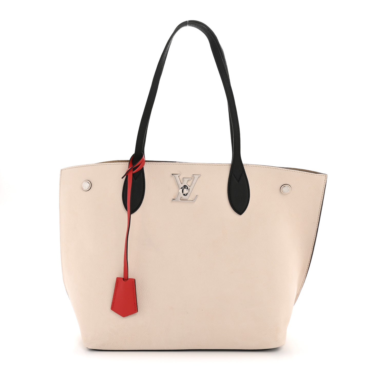 Calfskin Lockme Go Tote Kabuki Red Quartz Black
