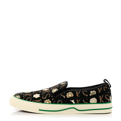 Gucci X KEN SCOTT Canvas Floral Print Mens Tennis 1977 Slip On Sneakers 10 Black Ivory 1 of 8