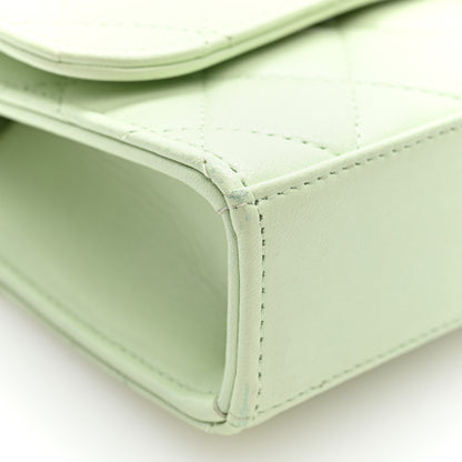 Chanel Lambskin Quilted Mini Trendy CC Chain Wallet Light Green 9 of 10