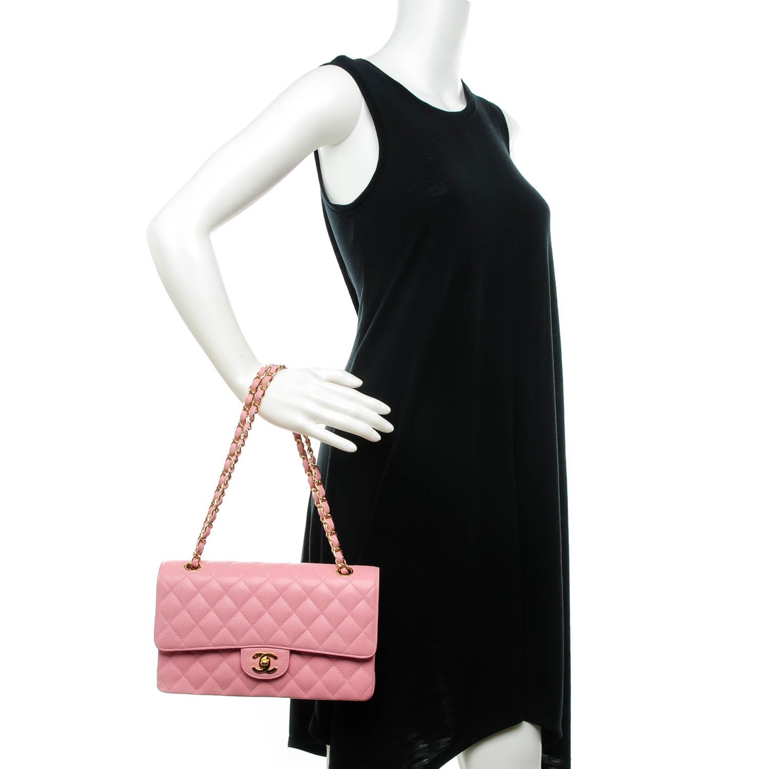 Chanel Caviar Quilted Medium Double Flap Pink 2 of 8