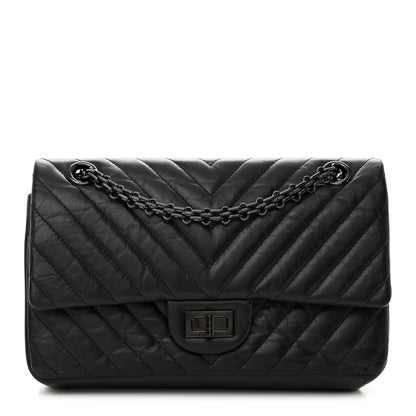 Chanel Aged Calfskin Chevron Quilted 2.55 Reissue 225 Flap So Black 1 of 15