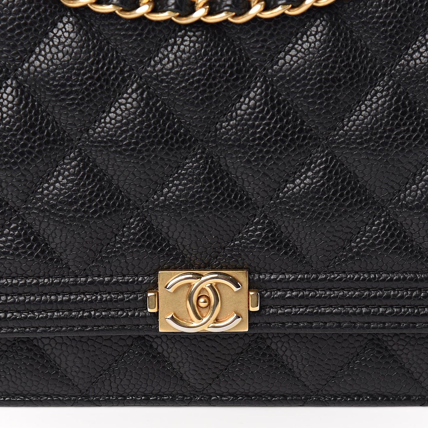 Caviar Quilted Boy Wallet On Chain WOC Black