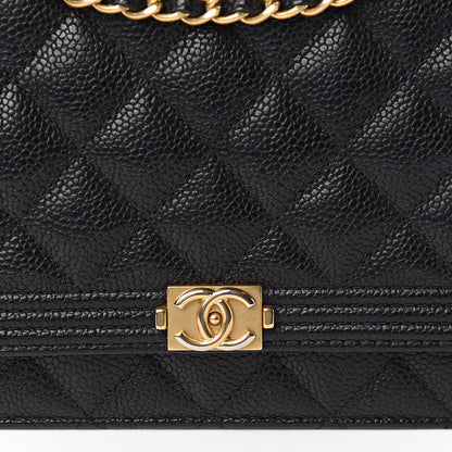 Chanel Caviar Quilted Boy Wallet On Chain WOC Black 11 of 12