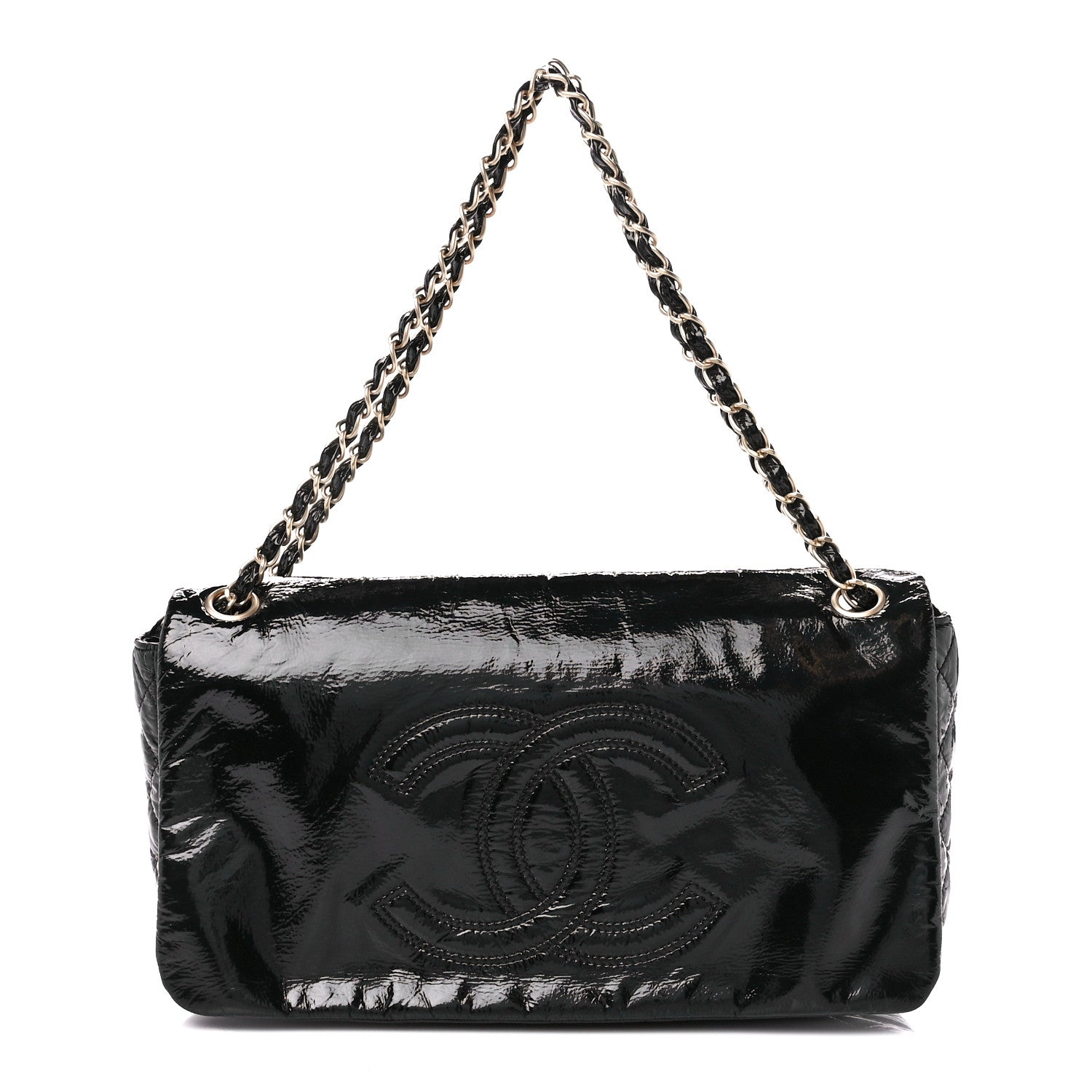 Chanel Vinyl XL Rock and Chain Flap Black 1 of 11